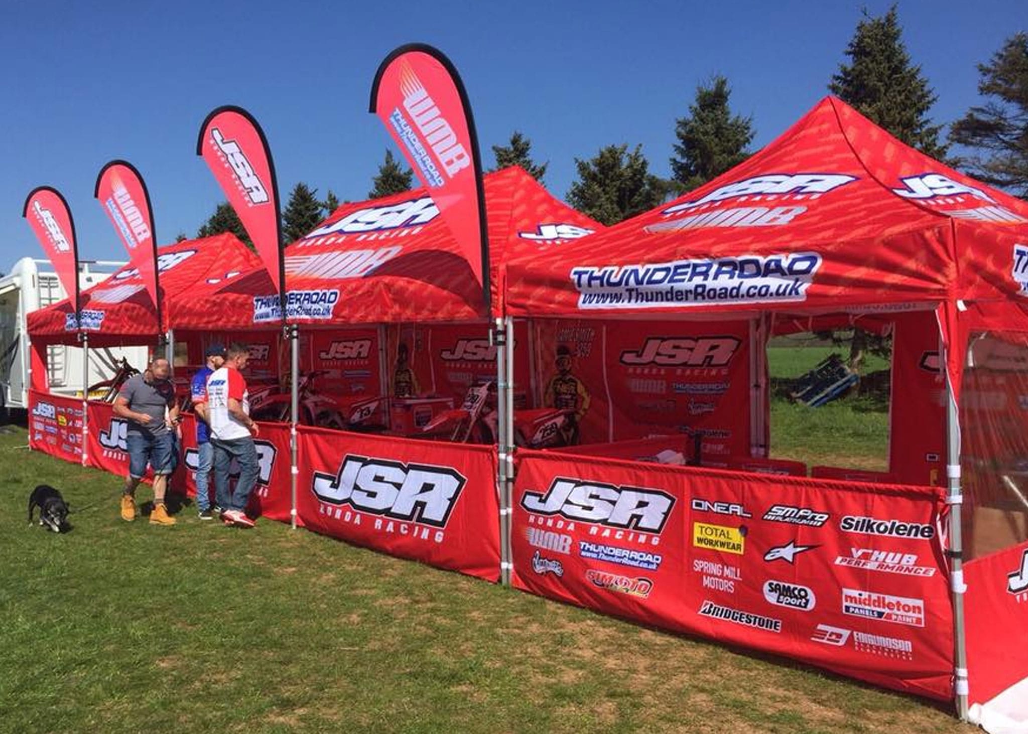Custom printed motorsport gazebos and flags