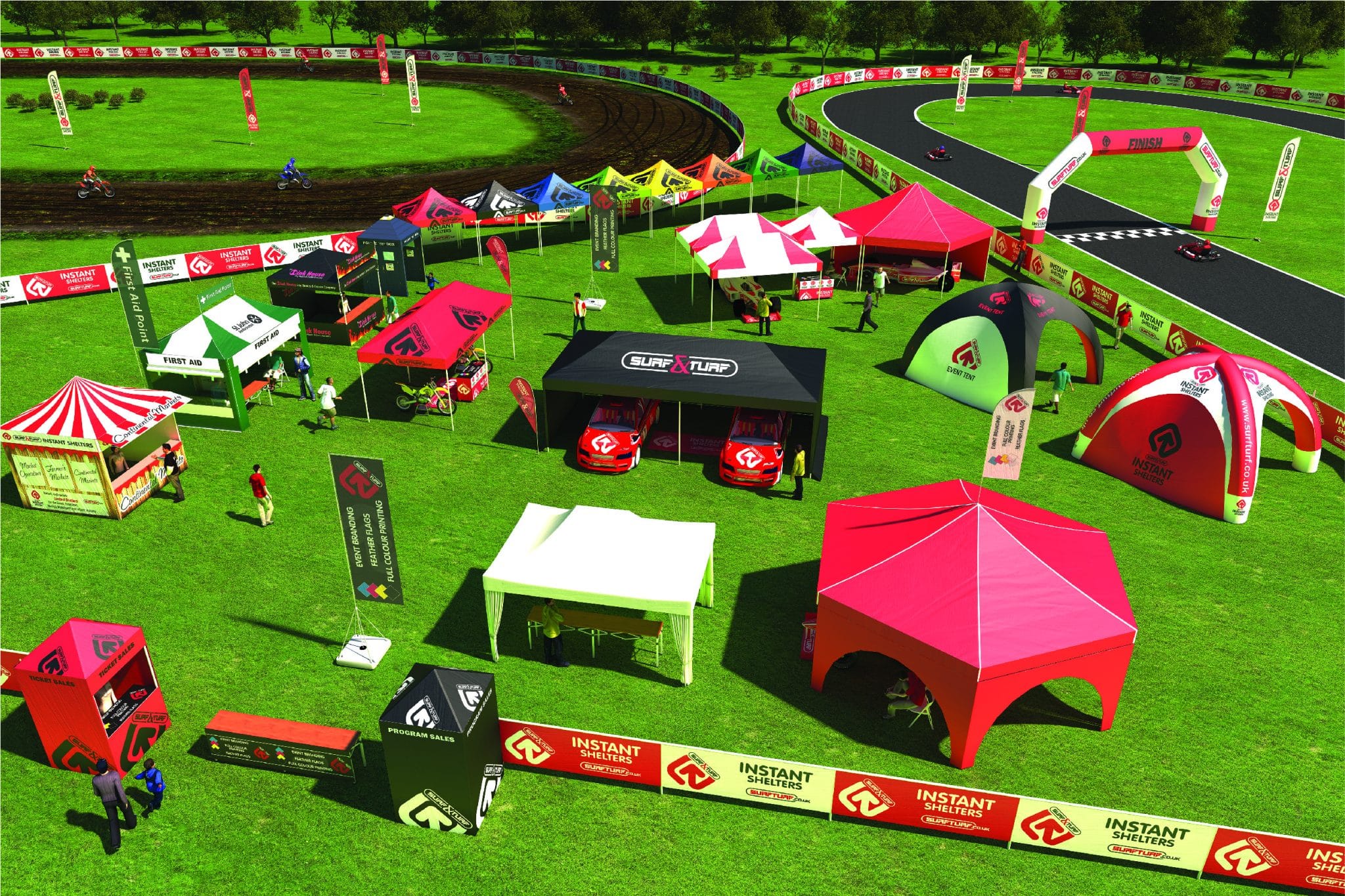 surf & turf instant shelters event branding products